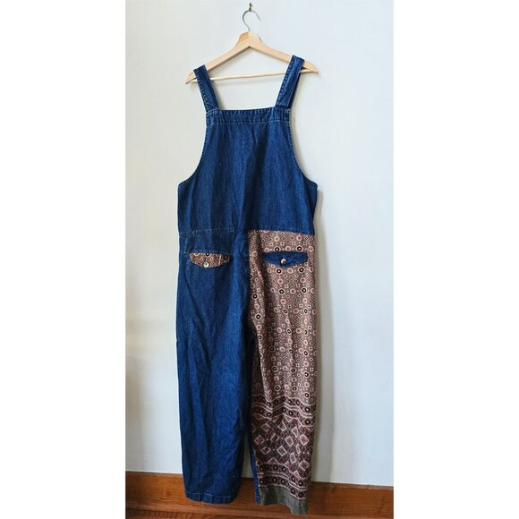 Free People x Doctor Collectors Denim Patchwork Dungarees Overalls Large 30 L - Picture 8 of 8